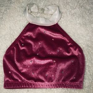 Pink velvet sports/dance bra